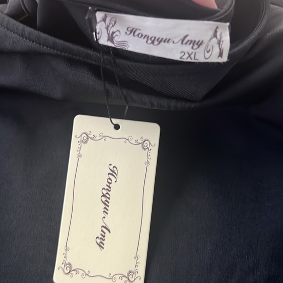 NWT, Hongyu Amy, Poly/Spandex Stretchy Dress, Elegant Black, Size 2X (Fits XL) - Picture 3 of 13